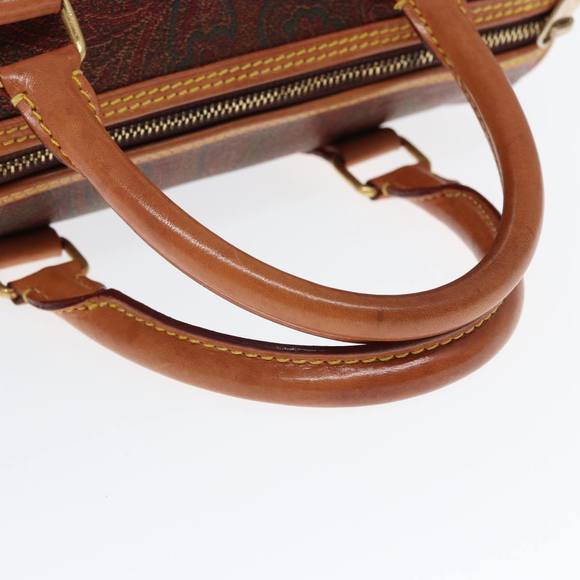 ETRO Paisley Boston Bag PVC Leather Brown Auth yk13070 - Picture 7 of 16